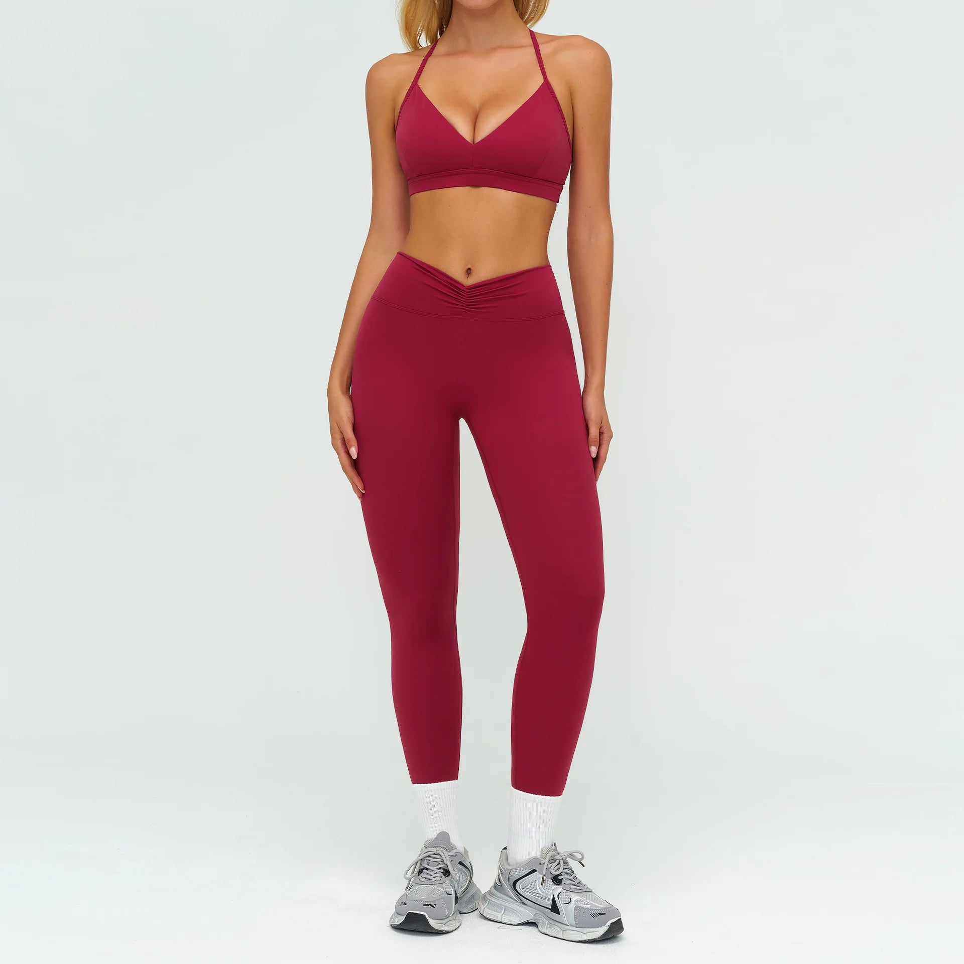Yoga Set 2PCS Women Tracksuit Sportswear Workout Clothes Athletic Wear Gym Legging Fitness Bra Crop Top Long Sleeve Sports Suits