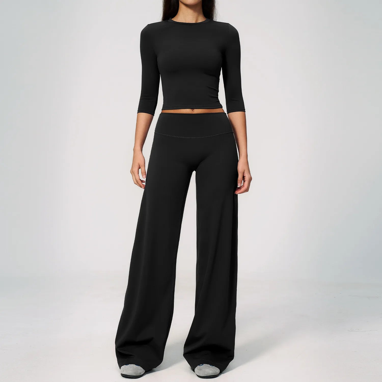Yoga Set 2PCS Women Tracksuit Sportswear Workout Clothes Athletic Wear Gym Legging Fitness Bra Crop Top Half Sleeve Sports Suits