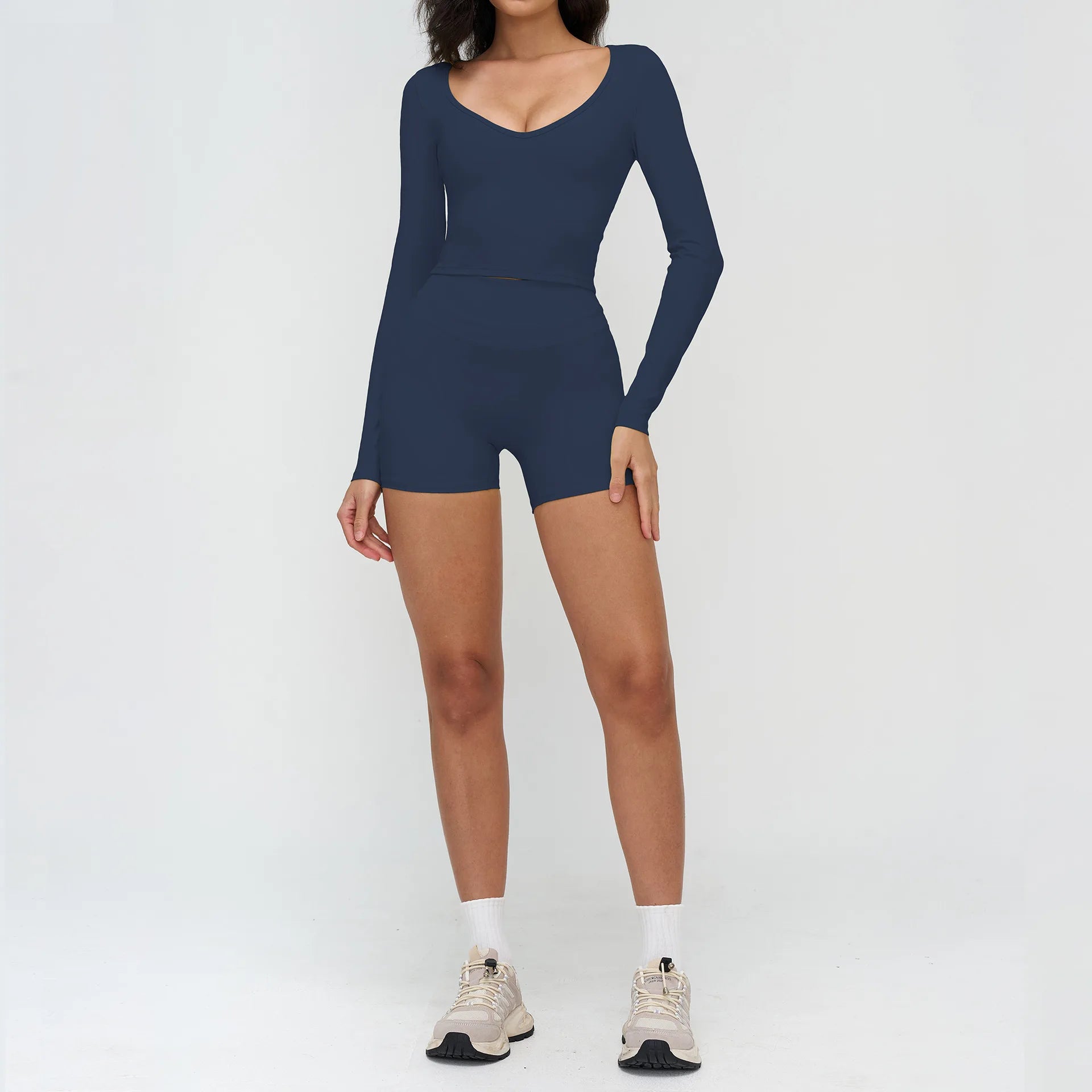 2PCS Yoga Suit Sports Outfits Gym Set Women Tracksuit Running Workout Clothes Long Sleeve Sports Bra Athletic Wear Yoga Clothing
