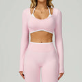Seamless Yoga Long Sleeved Quick Dry T-Shirt Women Gym Top Women Fitness Sports Crop Top Ribbed Female Long Sleeve Yoga Clothing