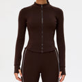 Zipper Jacket Women Long Sleeve Crop Tops Yoga T-shirts Sports Top Running Shirts Sexy Quick Dry Fitness Gym Clothes Sport Wear
