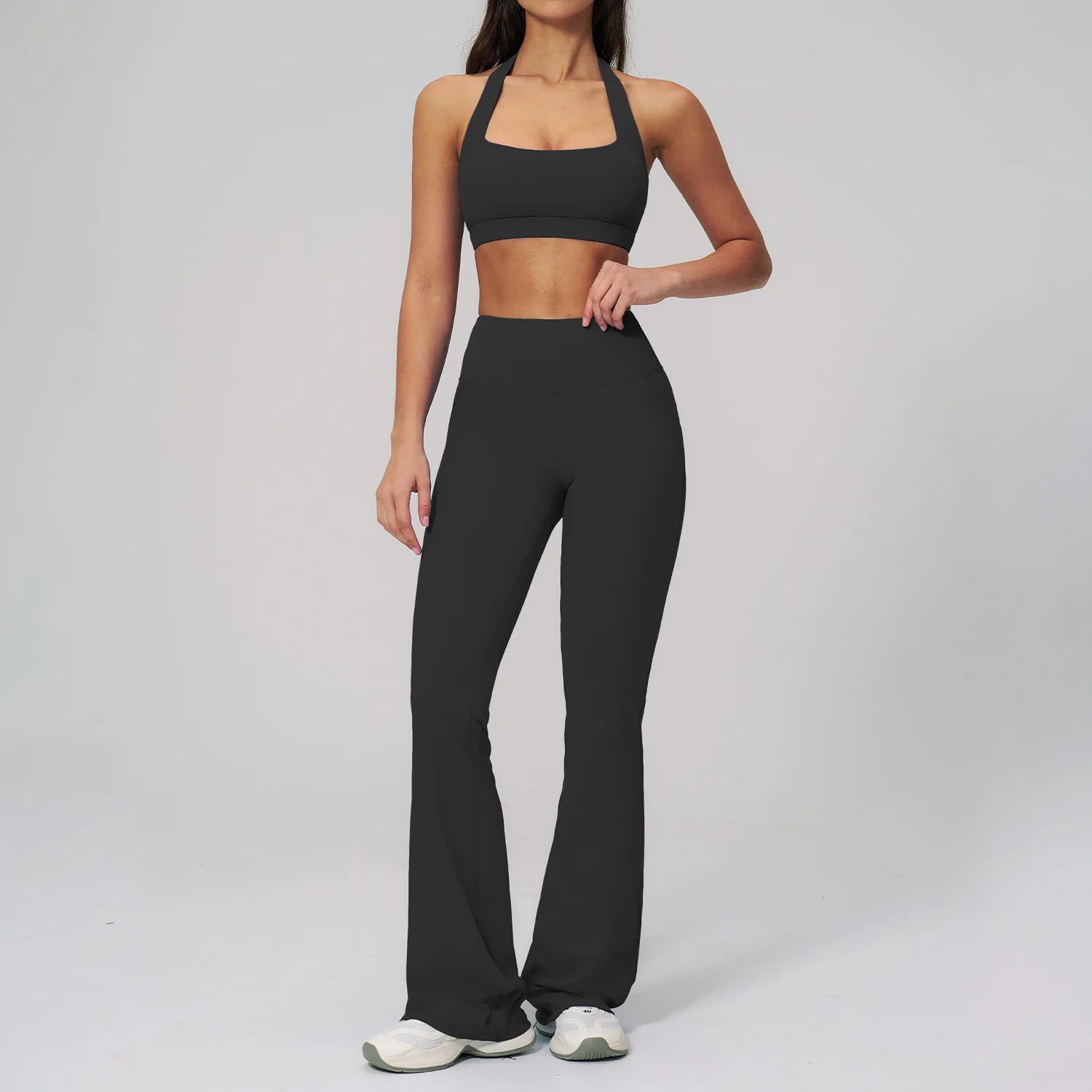 Women's Tracksuit Yoga Set 2 Pieces Athletic Wear Workout Sportswear Gym Clothing High Waist Bell-bottoms Fitness Sports Suits