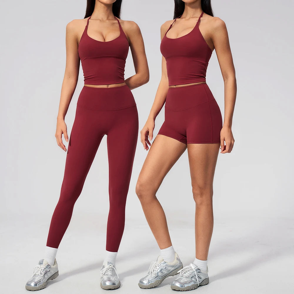2 Pieces Yoga Set Women Tracksuit Backless Tops High Waist Leggings Gym Suit Fitness Clothes Outfits Yoga Set Athletic Wear Set