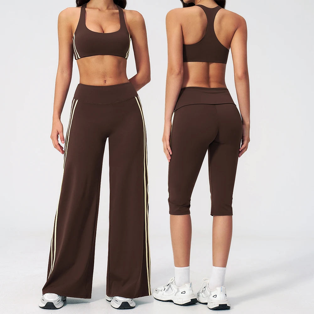 Yoga Set 2PCS Women's Tracksuit Workout Outfits Sportswear Gym Clothing High Waist Capri Pants Athletic Wear Fitness Sports Suit