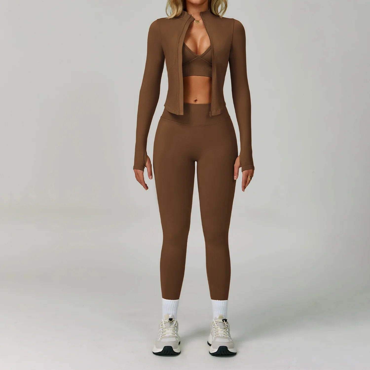 3PCS Yoga Set Seamless Sports Set Women Tracksuit Quick-Drying Gym Set Women Tracksuit Running Workout Long Sleeve Yoga Clothing