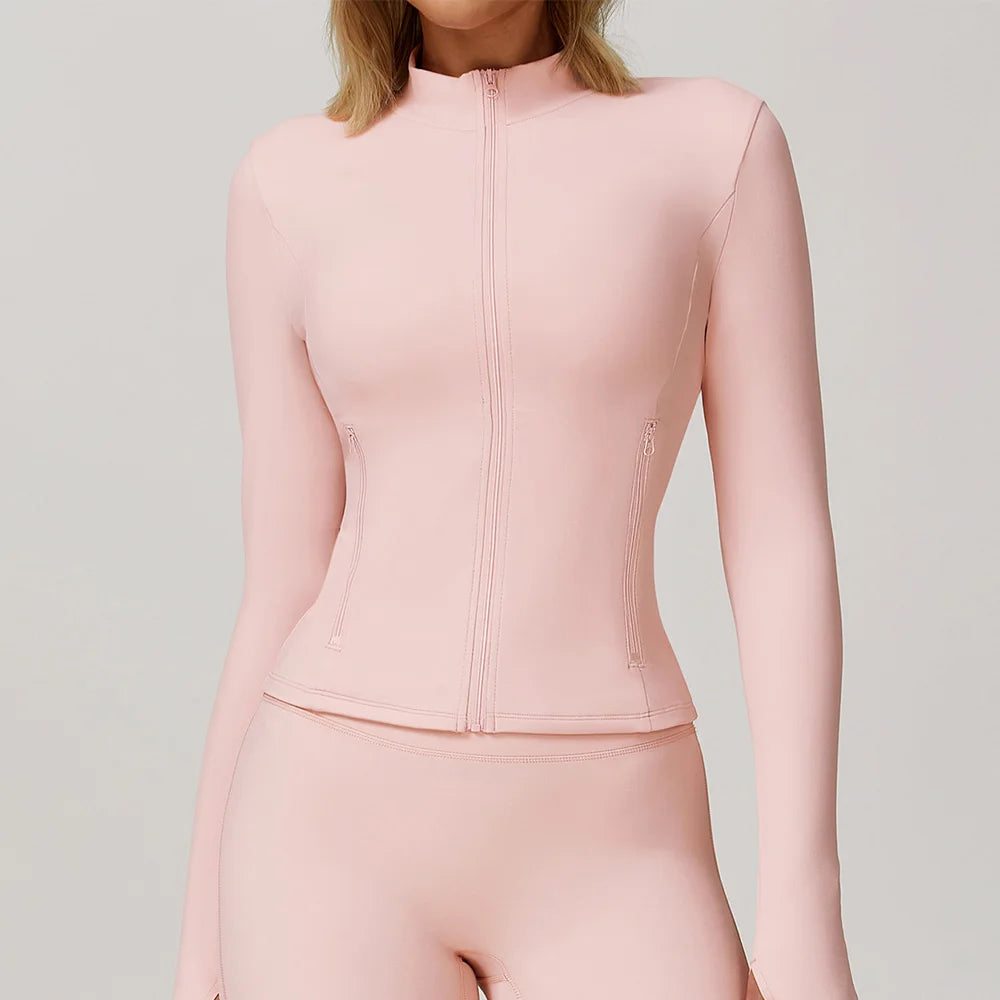 Sports Jacket Women Long Sleeve Zip Fitness Yoga Shirt Winter Warm Gym Top Activewear Running Coats PushUp Workout Clothes Women