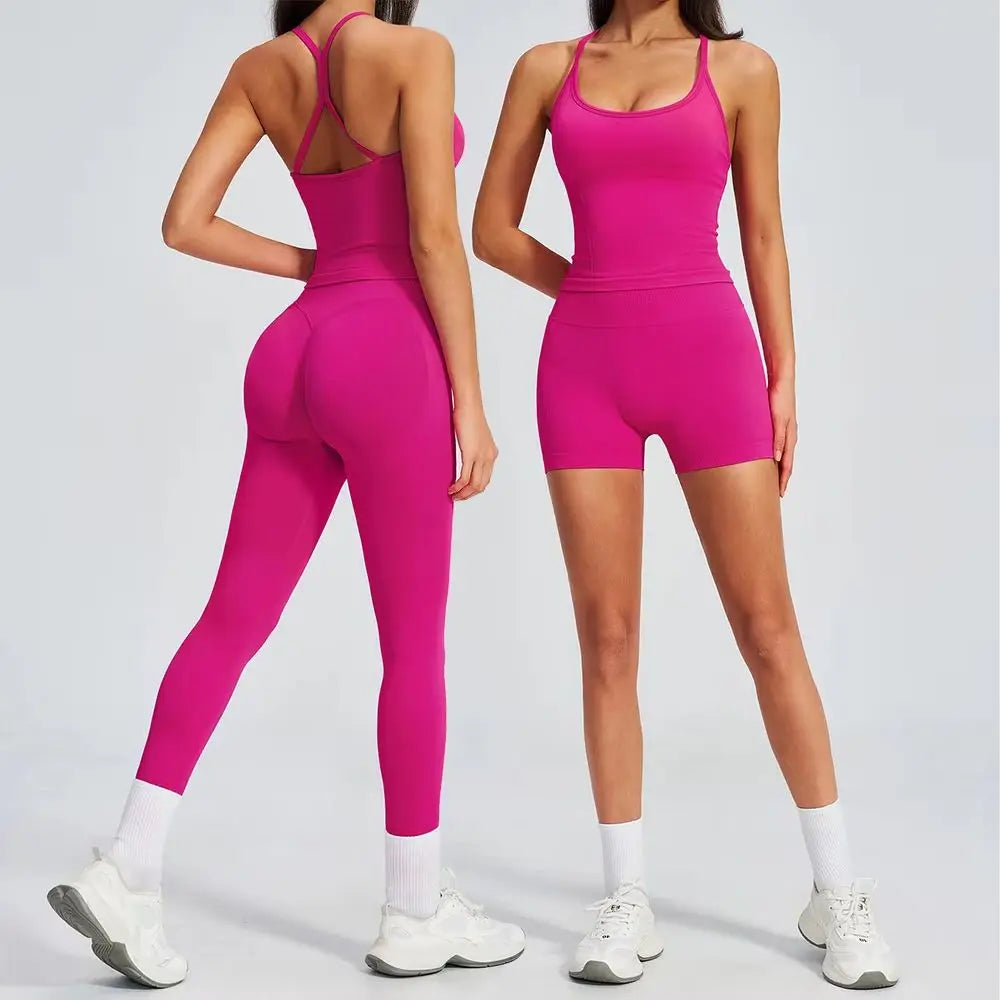 2 Pieces Seamless Yoga Set Women Tracksuit Gym Clothing Scrunch Bum Leggings Padded Bra Workout Outfits Fitness Sportswear Suits