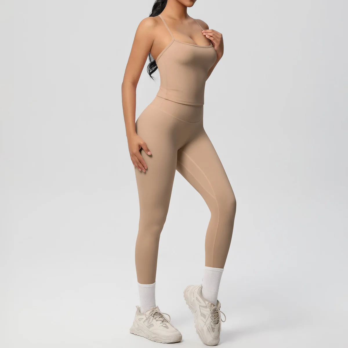 JUREN Yoga Outfits Women Tracksuit Fitness Suit Training Sleeveless Sport Gym Set Workout Overalls Sports Underwear Sportswear
