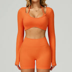 Seamless Yoga Long Sleeved Quick Dry T-Shirt Women Gym Top Women Fitness Sports Crop Top Ribbed Female Long Sleeve Yoga Clothing