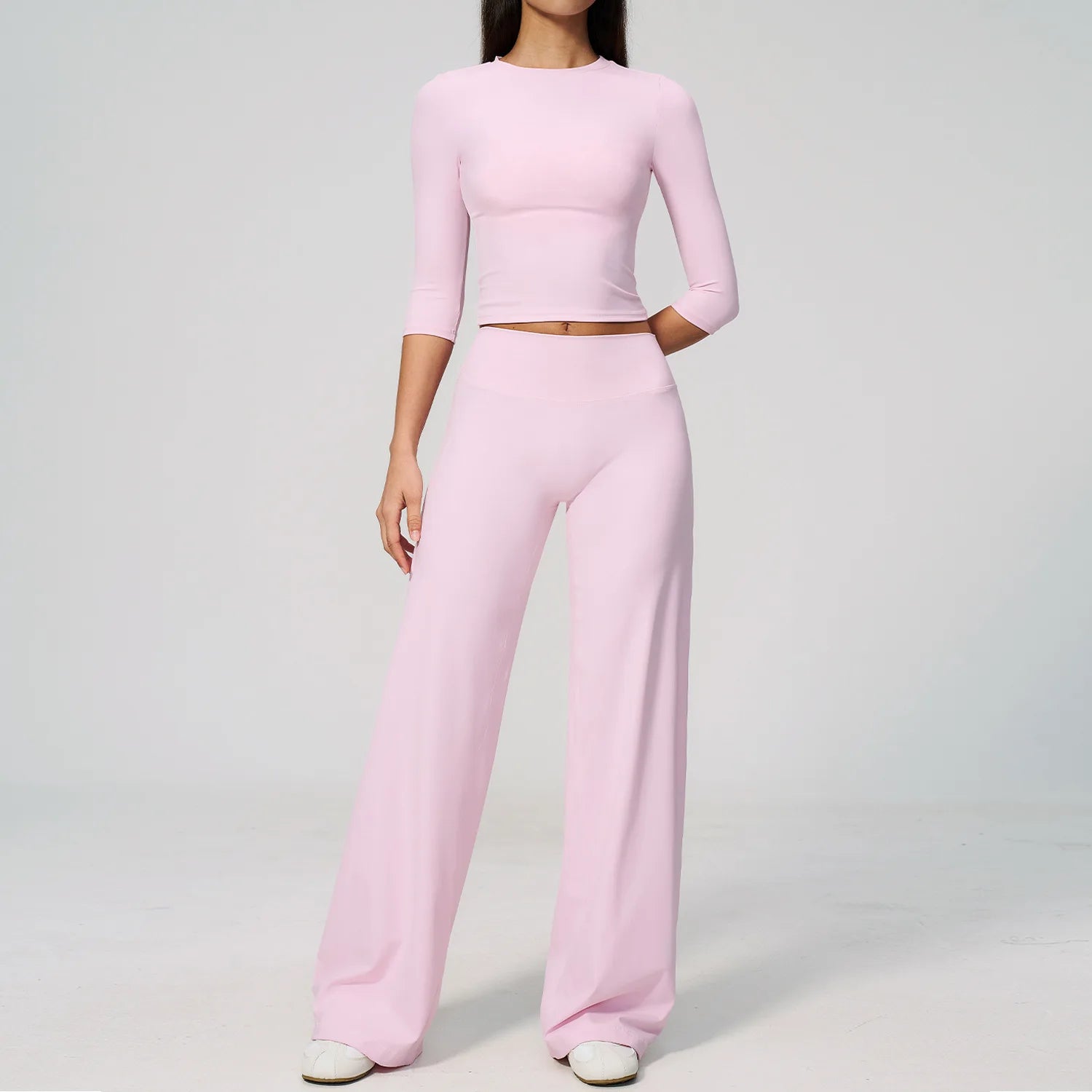 Yoga Set 2PCS Women Tracksuit Sportswear Workout Clothes Athletic Wear Gym Legging Fitness Bra Crop Top Half Sleeve Sports Suits