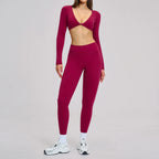 2PCS Yoga Suit Women Tracksuit Sports Set Gym Outfits Running Workout Clothes Long Sleeve Sports Bra Athletic Wear Yoga Clothing