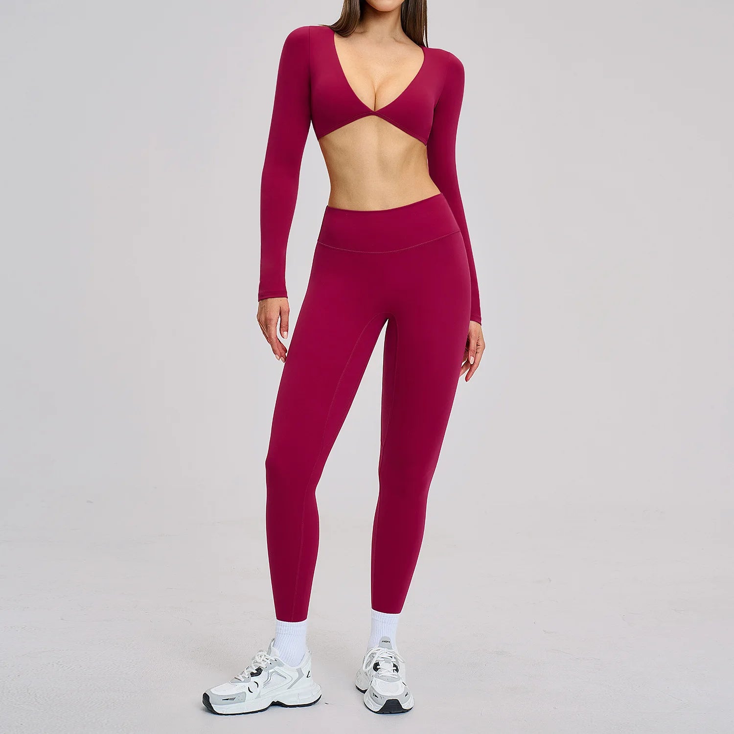 2PCS Yoga Suit Women Tracksuit Sports Set Gym Outfits Running Workout Clothes Long Sleeve Sports Bra Athletic Wear Yoga Clothing