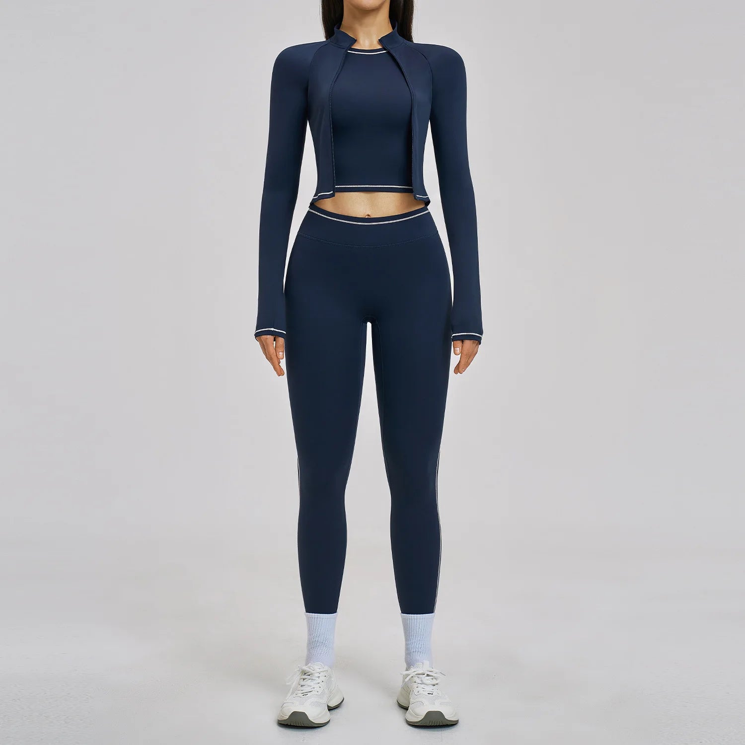 Yoga Suit 3PCS Sports Set Women Outfits Sportswear Gym Sets Women Tracksuit Running Workout Long Sleeve Sports Bra Yoga Clothing