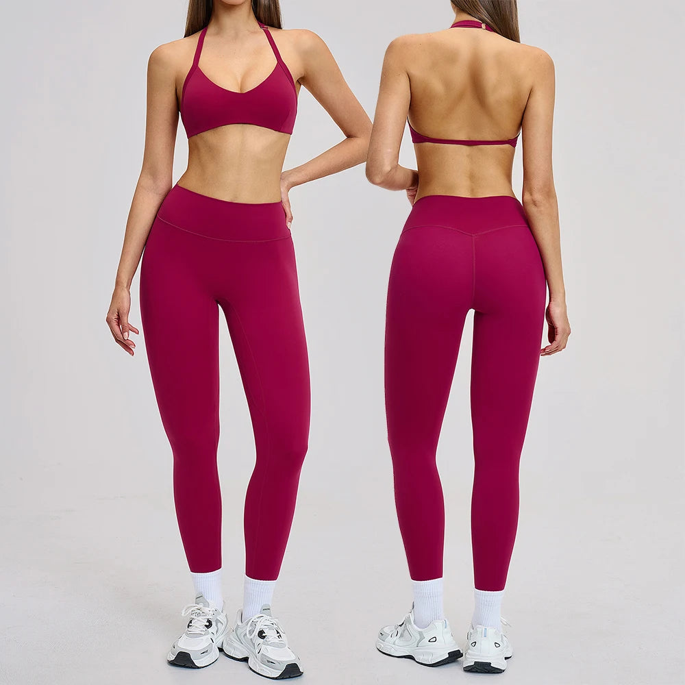2 Pieces Yoga Set Women Tracksuit Gym Outfits Push Up Fitness Set Workout Leggings Sports Bra Breathable Sportwear Woman Clothes