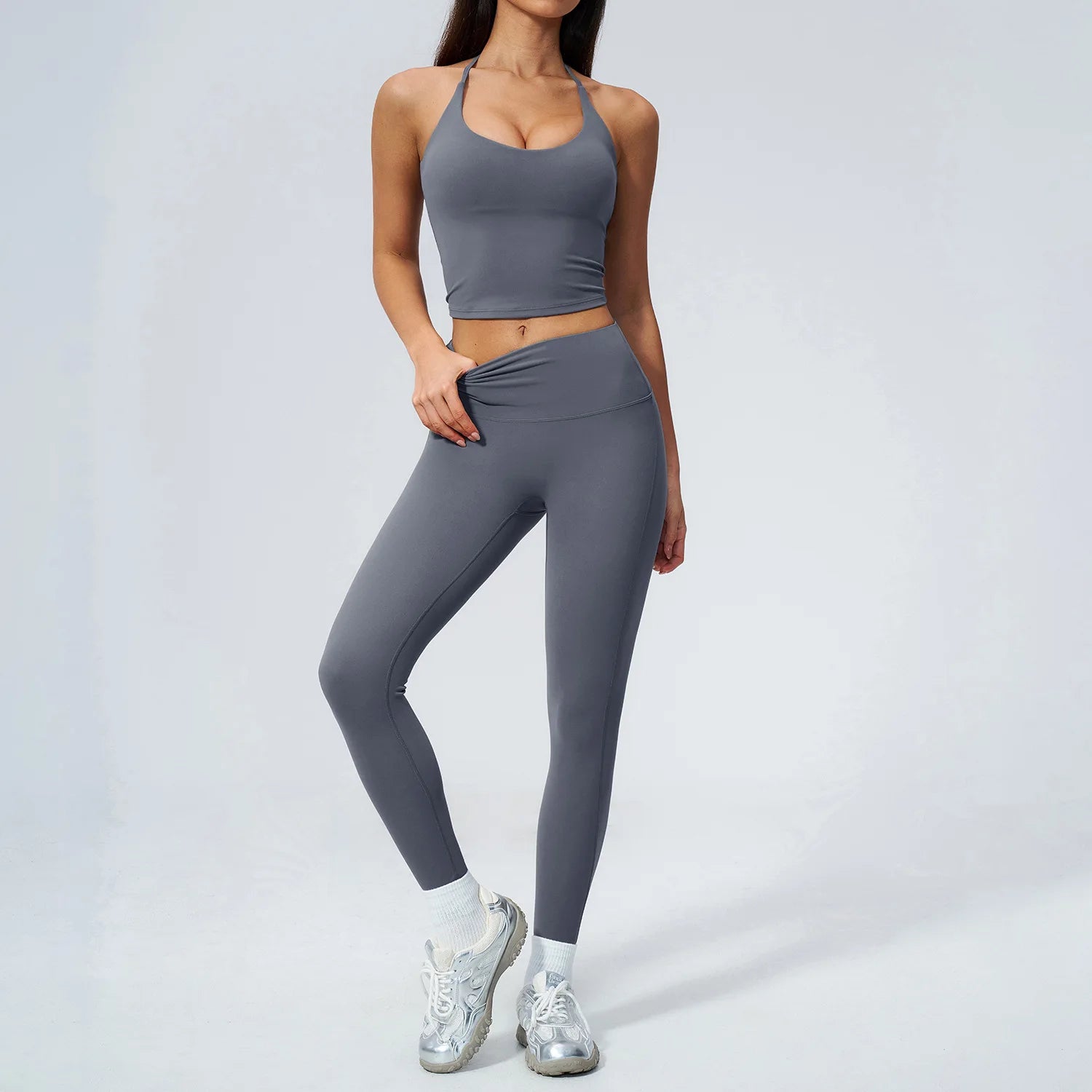 2 Pieces Yoga Set Women Tracksuit Backless Tops High Waist Leggings Gym Suit Fitness Clothes Outfits Yoga Set Athletic Wear Set