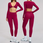 2PCS Yoga Suit Women Tracksuit Sports Set Gym Outfits Running Workout Clothes Long Sleeve Sports Bra Athletic Wear Yoga Clothing