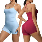 JUREN Yoga Sport Set Women Seamless Crop Top Bra Shorts Yoga Set Comfort Elastic Sportsuit Workout Outfit Fitness Gym Clothes