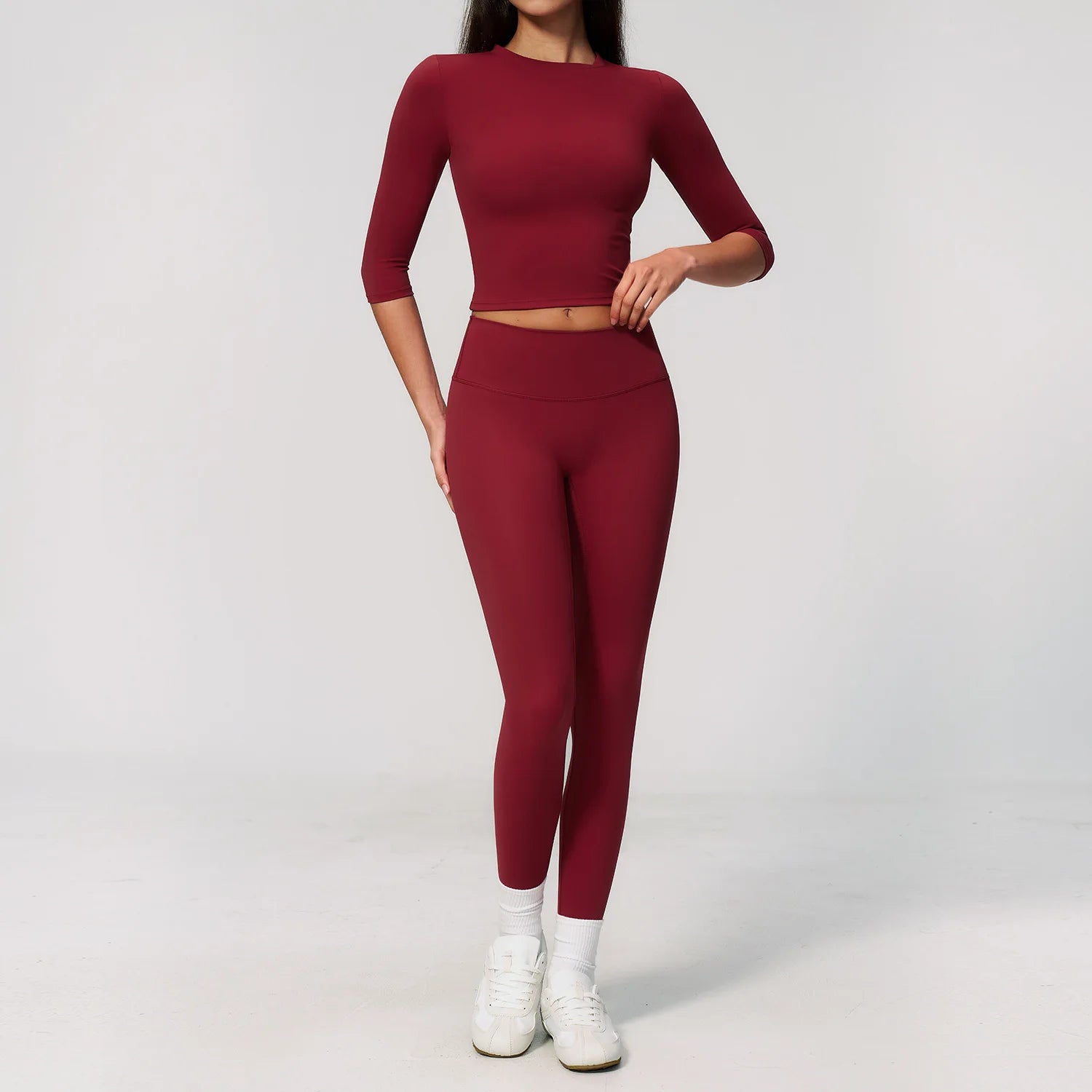 Yoga Set 2PCS Workout Outfits Fitness Half Sleeved Sportswear Gym Tracksuit Leggings Sports Bra Athletic Wear Set Women Clothes