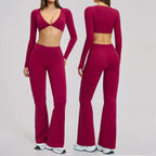 Yoga Set 2PCS Women Tracksuit Sportswear Yoga Outfits Workout Clothes Athletic Wear Gym Legging Fitness Long Sleeve Sports Suits
