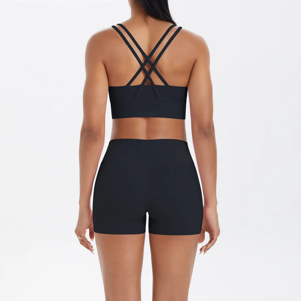 JUREN Yoga Sport Set Women Seamless Crop Top Bra Shorts Yoga Set Comfort Elastic Sportsuit Workout Outfit Fitness Gym Clothes