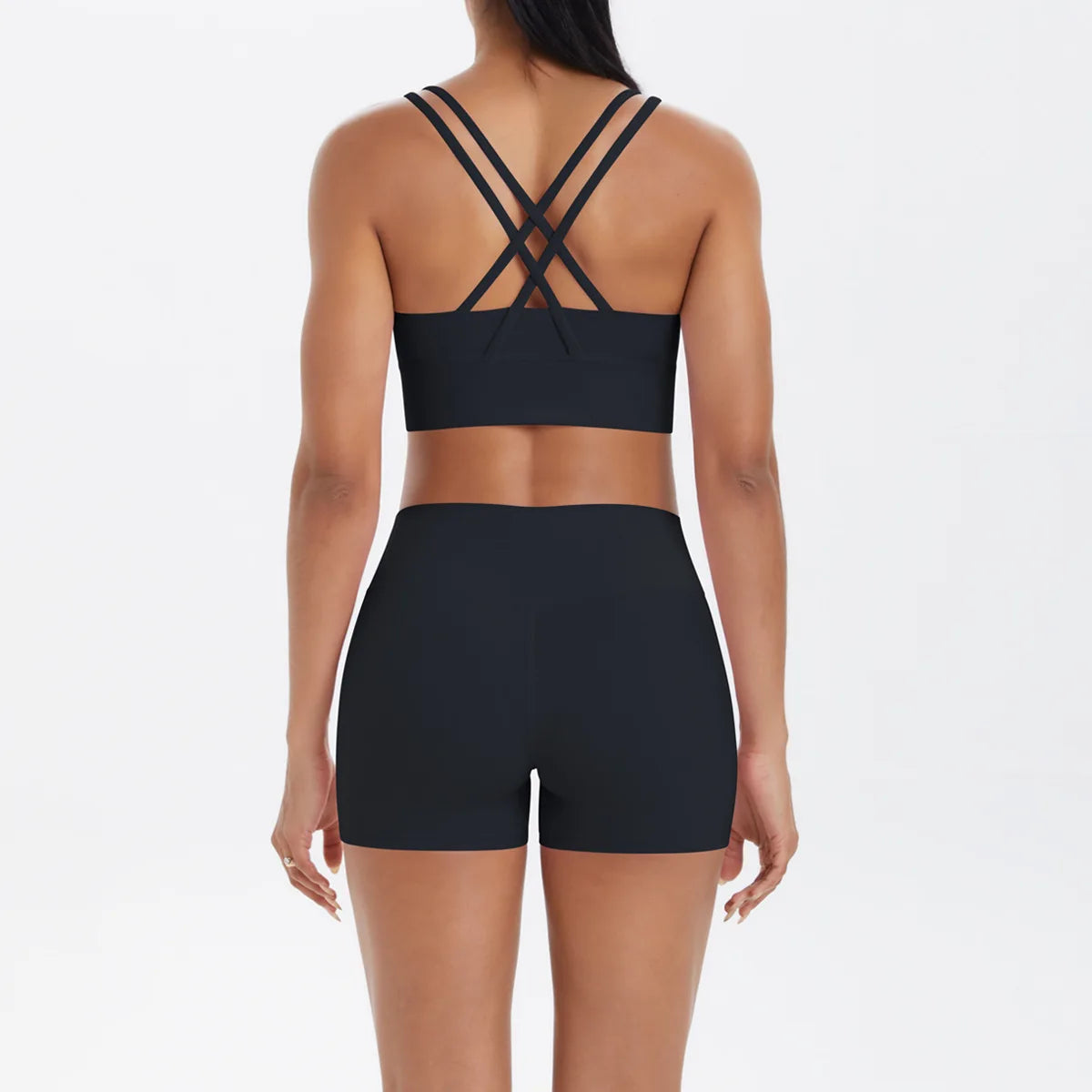 JUREN Yoga Sport Set Women Seamless Crop Top Bra Shorts Yoga Set Comfort Elastic Sportsuit Workout Outfit Fitness Gym Clothes