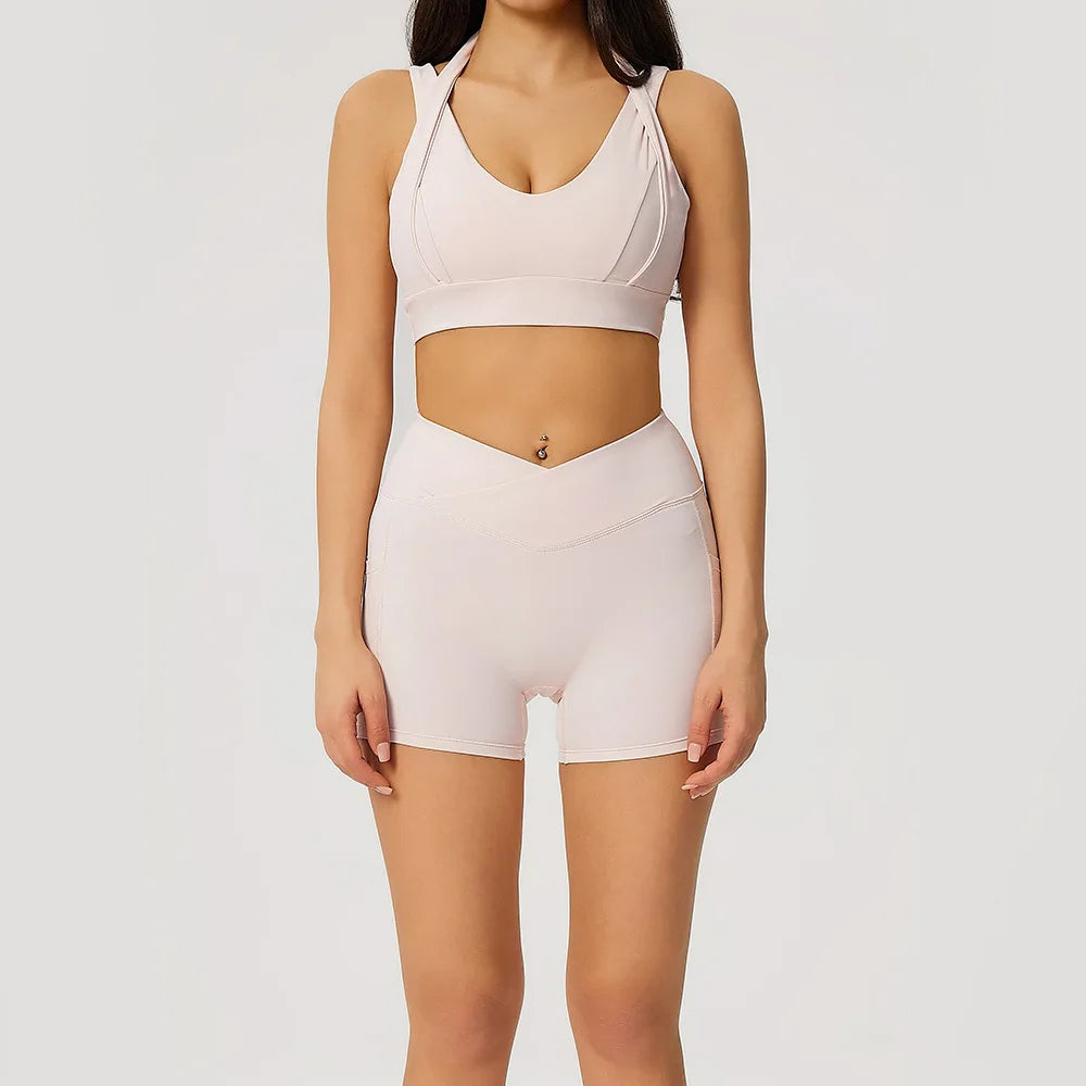 2 Pieces Yoga Set For Women Gym Clothes Sportswear Yoga Suits Fitness Short Sleeve Crop Top Tracksuits Sports Bra Gym Leggings