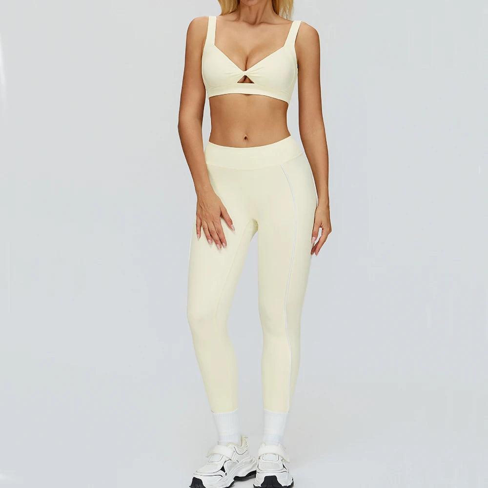 2PCS Yoga Clothes Women Tracksuit Athletic Wear Pilates Fitness Suit Gym Outfits Workout Push Up Clothes Sports Bra Leggings Set