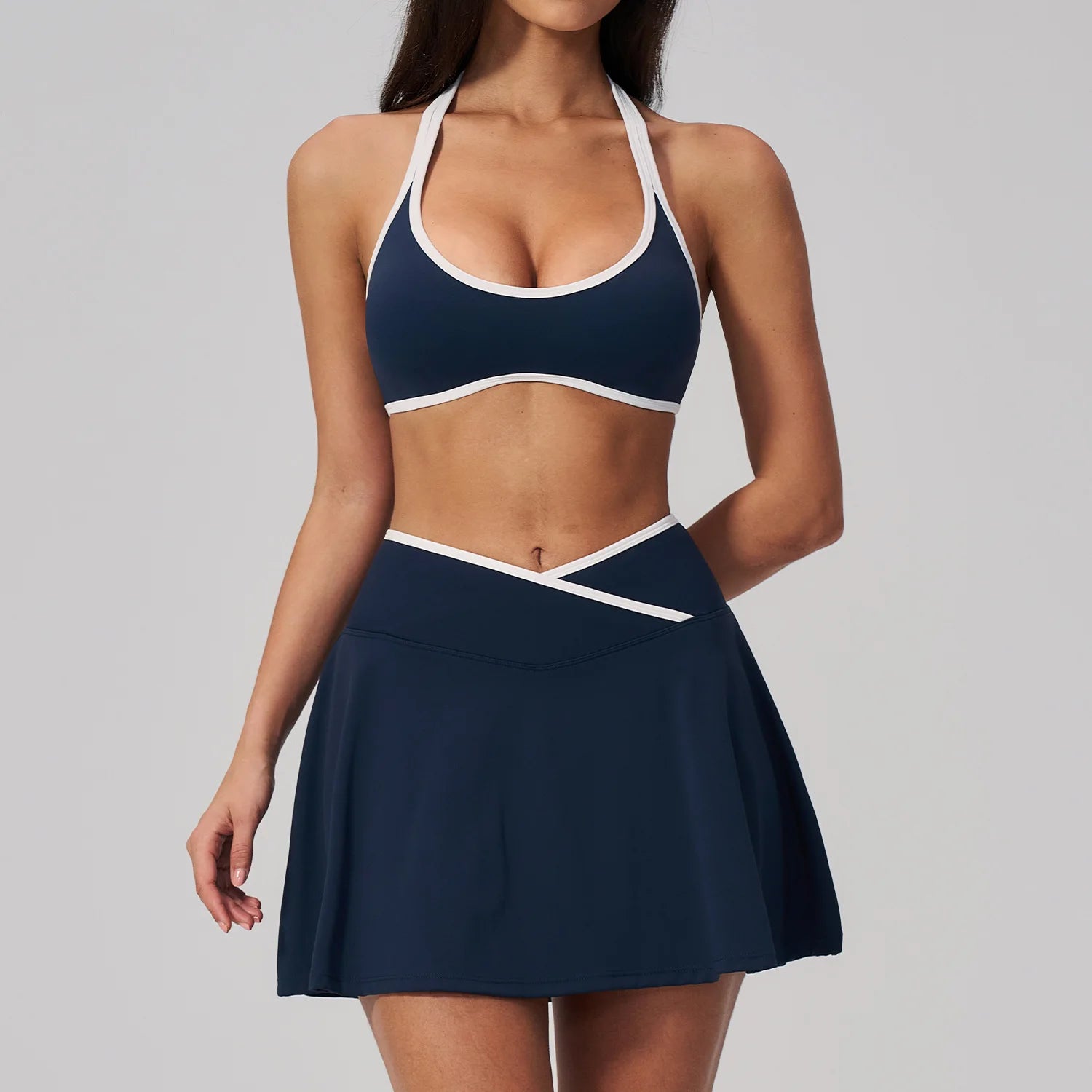 Women's Tracksuit 2-Piece Yoga Suit Sportswear Push Up Fitness Suit Gym Clothes Sports Bra Yoga Skirt Workout Set Gym Outfits