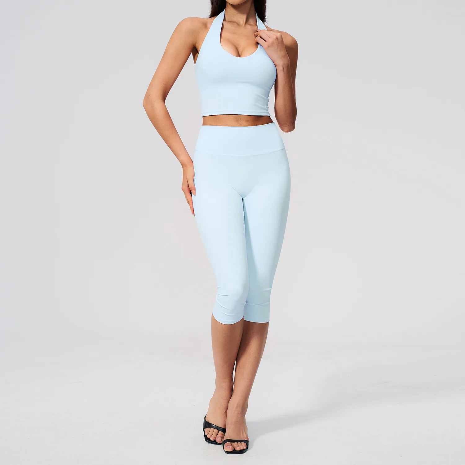 Yoga Capri Pants Set 2PCS Yoga Suit Sports Set Women Clothes Gym Set Women Tracksuit Running Workout Athletic Wear Yoga Clothing