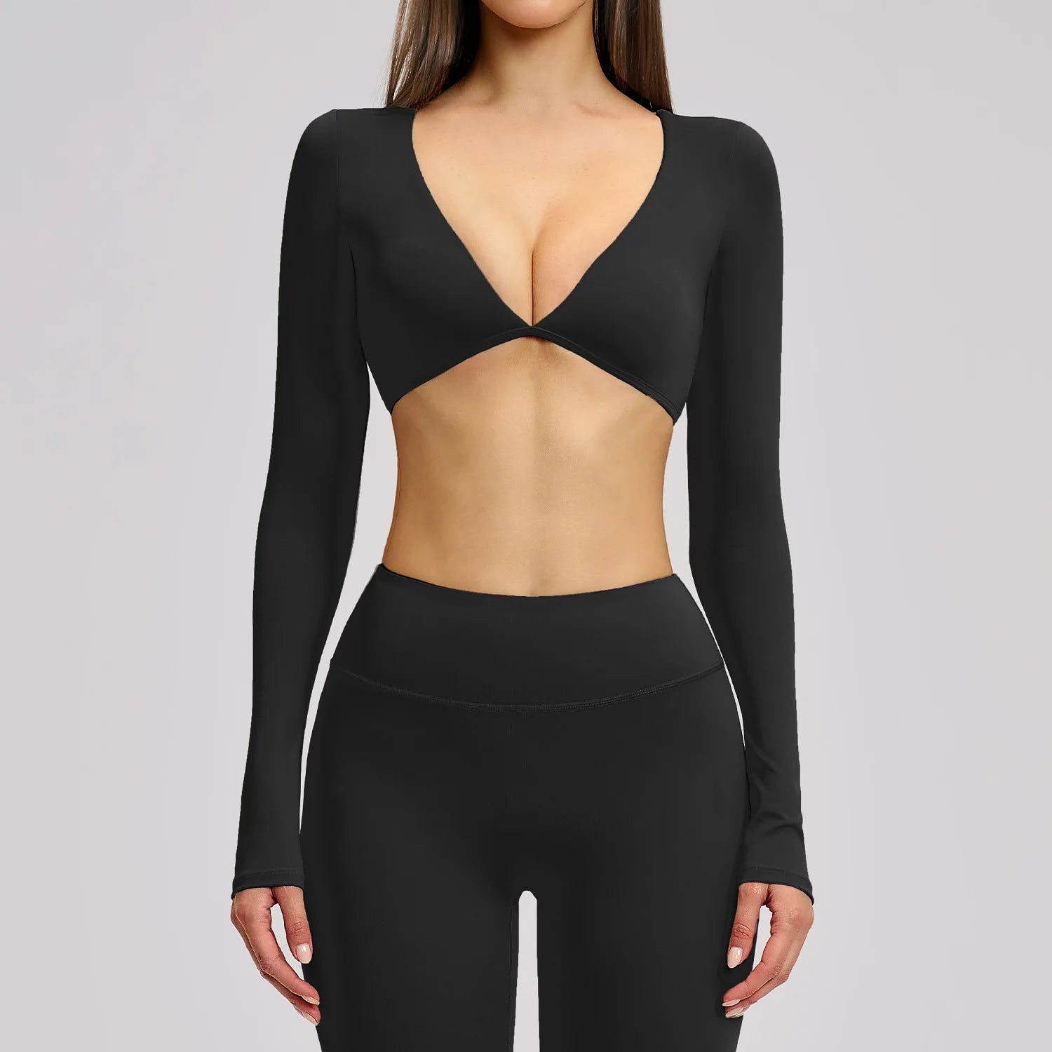 Sexy Yoga Long Sleeve Crop Top Women Yoga Clothing Quick Dry Gym Long Sleeved Shirt Women Running Workout Sportswear Female Tops