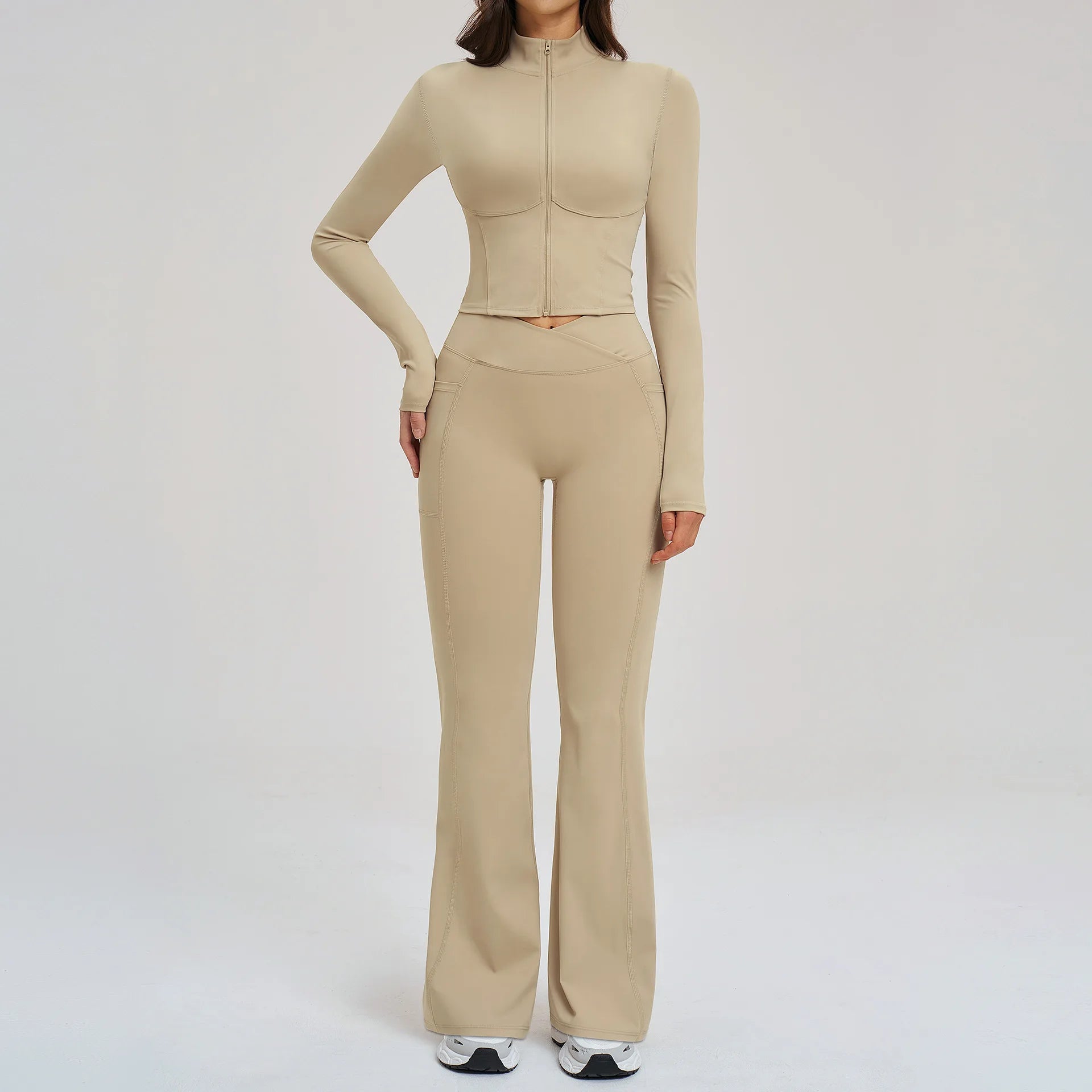 Yoga Set 2PCS Sportswear Sports Outfits Women Tracksuits Yoga Suit Gym Clothes Workout Legging Fitness Long Sleeve Sports Suit