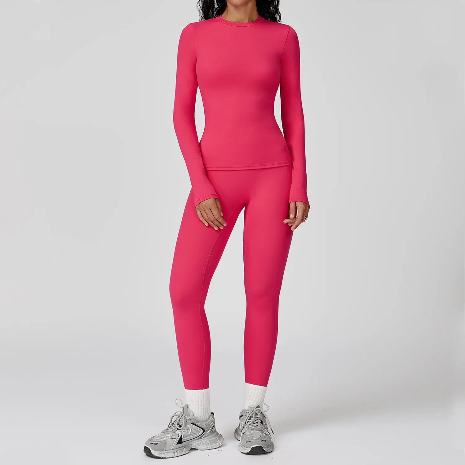 2PCS Yoga Suit Sports Set Gym Set Women Tracksuit Running Workout Clothes Female Long Sleeve Fitness Athletic Wear Yoga Clothing