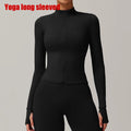 Women Zipper Jacket Yoga T-shirts Solid Sports Top Long Sleeve Crop Tops Running Shirts Sexy Quick Dry Fitness Gym Sport Wear