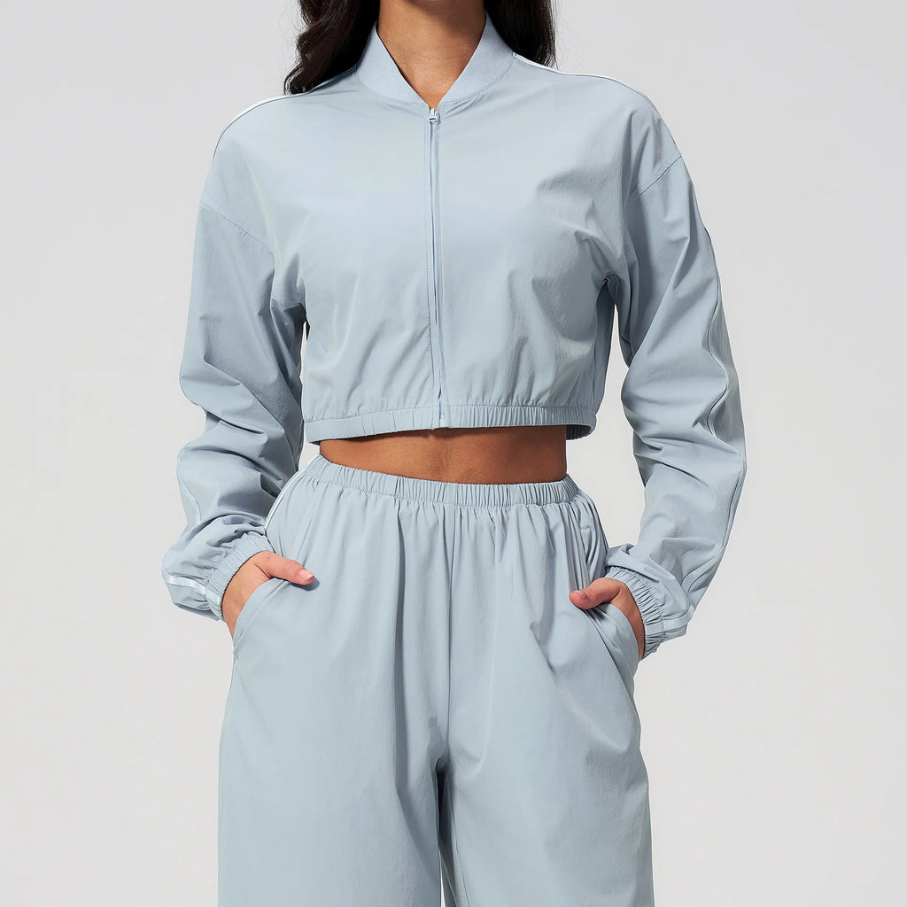 New Summer Yoga Long Sleeved Jacket For Women Sun Protection Outdoor Sports Fitness Short Standing Collar Sun Protection Jacket