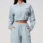 New Summer Yoga Long Sleeved Jacket For Women Sun Protection Outdoor Sports Fitness Short Standing Collar Sun Protection Jacket
