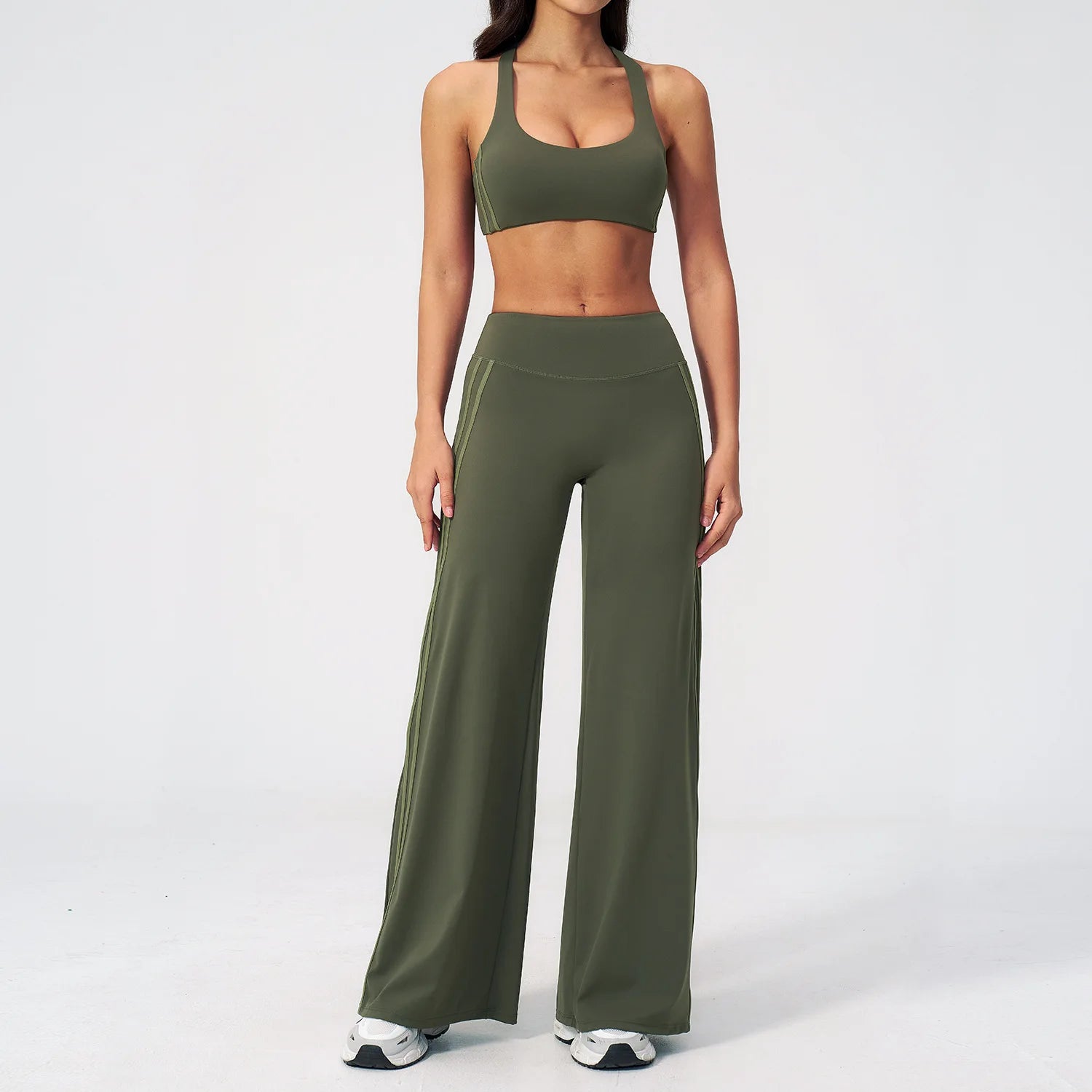 Yoga Set 2PCS Women's Tracksuit Workout Outfits Sportswear Gym Clothing High Waist Capri Pants Athletic Wear Fitness Sports Suit