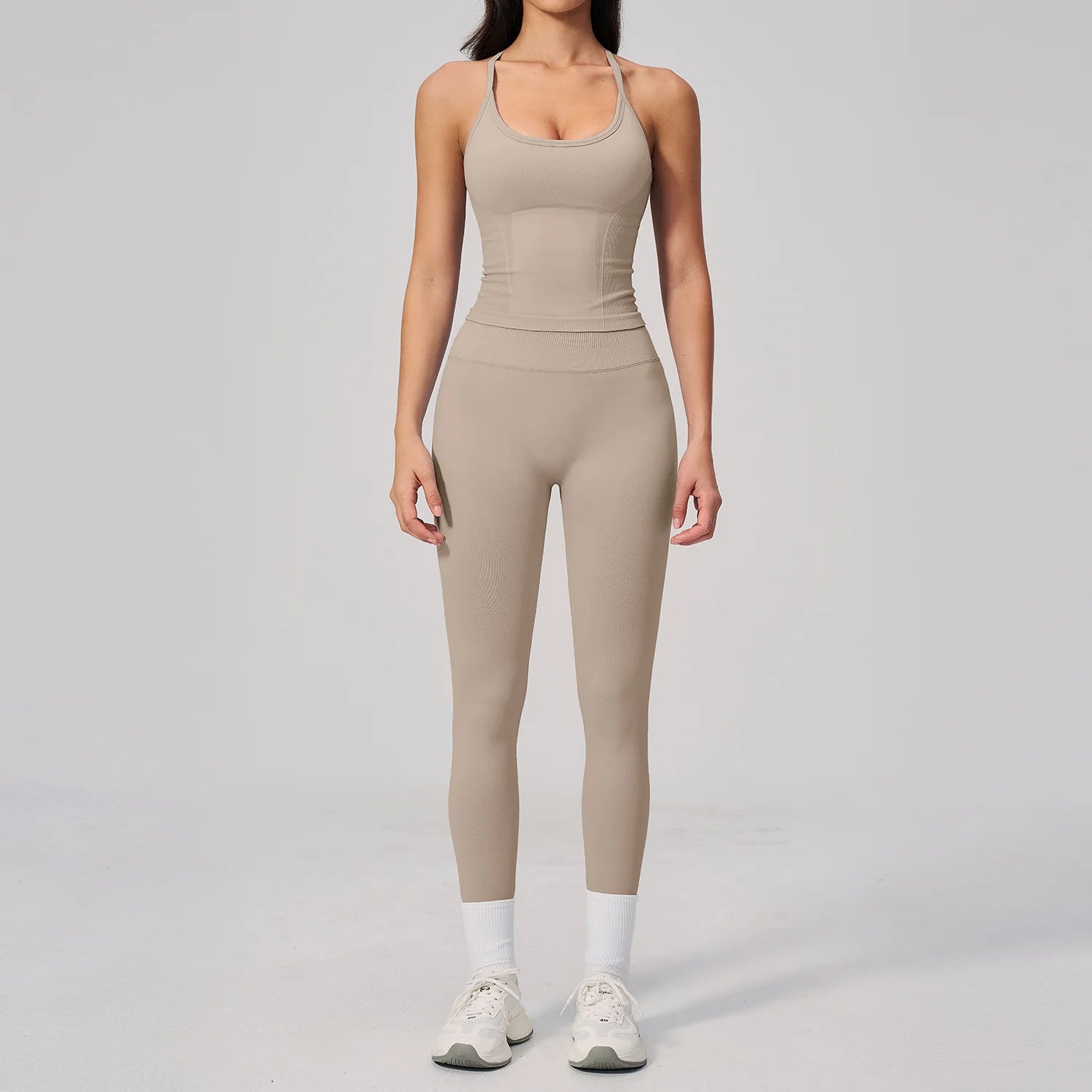 2 Pieces Seamless Yoga Set Women Tracksuit Gym Clothing Scrunch Bum Leggings Padded Bra Workout Outfits Fitness Sportswear Suits