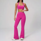 Women's Tracksuit Yoga Set 2 Pieces Athletic Wear Workout Sportswear Gym Clothing High Waist Bell-bottoms Fitness Sports Suits
