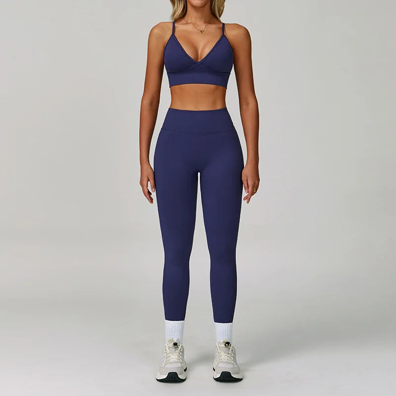 Seamless Yoga Suit 2PCS Sports Set Women Tracksuit Gym Running Workout Clothes Sports Long Sleeve Athletic Wear Yoga Clothing