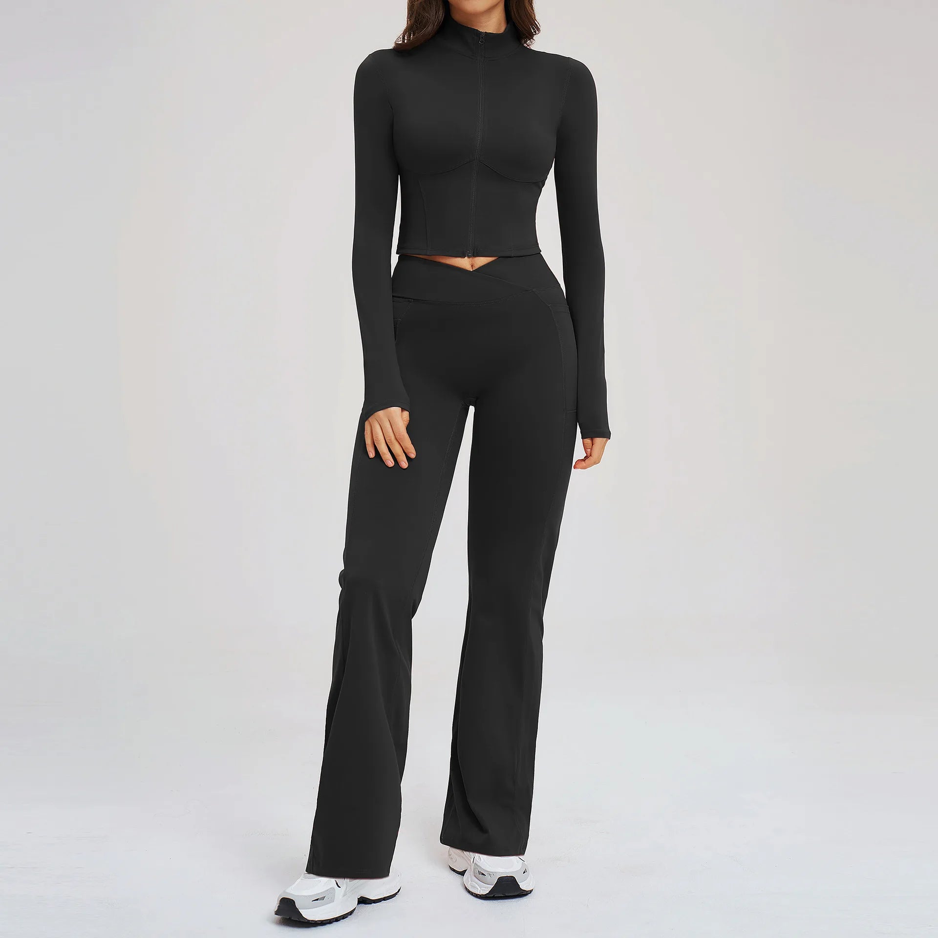 Yoga Set 2PCS Sportswear Sports Outfits Women Tracksuits Yoga Suit Gym Clothes Workout Legging Fitness Long Sleeve Sports Suit