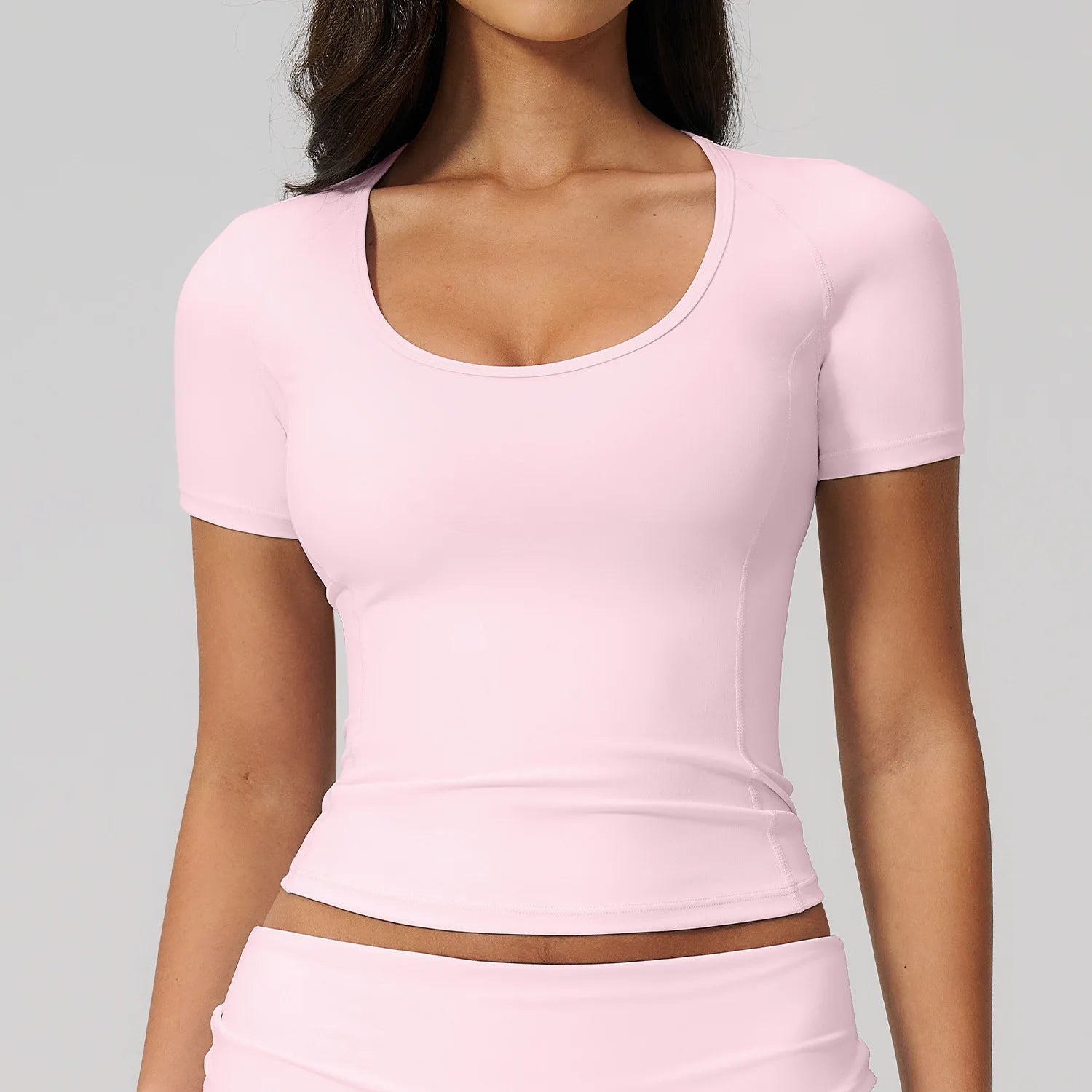 JUREN Sport Shirt Women Fitness Short Sleeve Top Gym Workout Yoga Blouse Quick Dry Breathable Cycling Running Tee Versatile Top