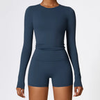 JUREN Sports Long Sleeve Shirt Quick Dry Yoga Clothes Gym Top Women Breathable Fitness Tops Yoga Shirt Women Workout Top Female