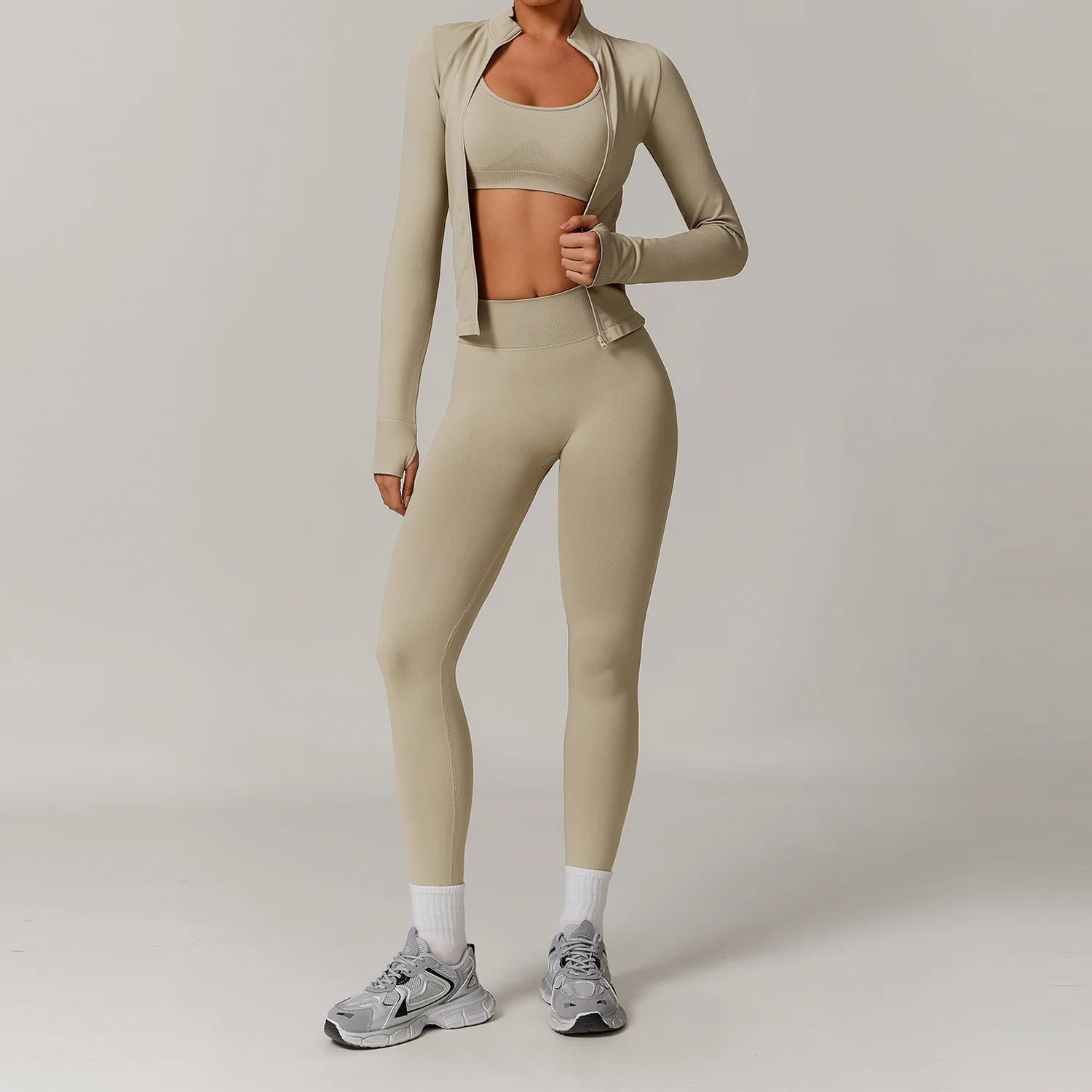 2/3PCS Yoga Set Women Workout Set Seamless Sportswear Gym Clothing Fitness Long Sleeve Crop Top High Waist Leggings Sports Suits
