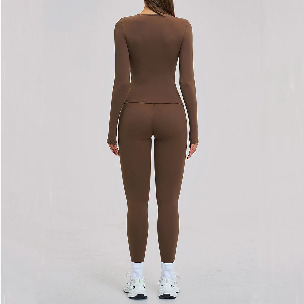 Women's Tracksuit 2 Piece Yoga Clothes Athletic Wear Pilates Fitness Suit Gym Long Sleeves Workout Push Up Sports Leggings Suit
