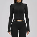 Zipper Yoga Shirts Women Long Sleeve Fitness Jacket Running Gym Clothes Workout Coat Dry Fit Breathable High Elastic Sports Top