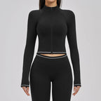 Zipper Yoga Shirts Women Long Sleeve Fitness Jacket Running Gym Clothes Workout Coat Dry Fit Breathable High Elastic Sports Top