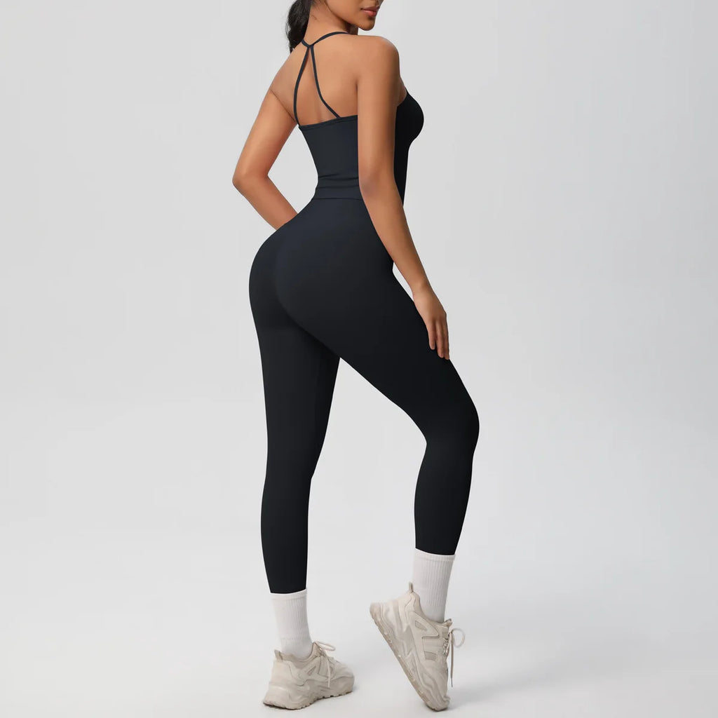 JUREN Yoga Outfits Women Tracksuit Fitness Suit Training Sleeveless Sport Gym Set Workout Overalls Sports Underwear Sportswear