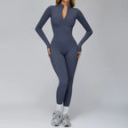 Winter Fleece Jumpsuit Women Tracksuit Yoga Set Zipper Rompers Long Sleeved Fitness Sports Bodysuit Gym Push Up Workout Clothes