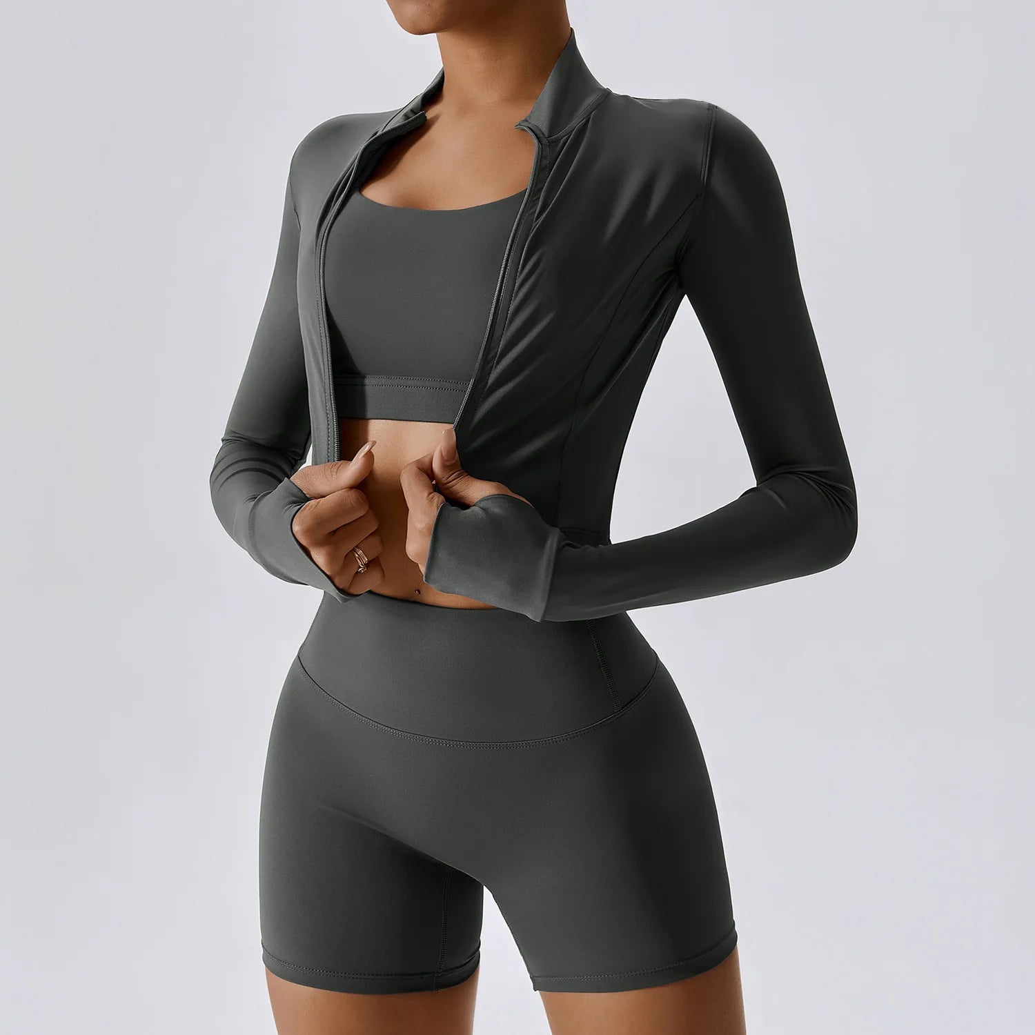 3PCS Yoga Set Gym Clothes Sportswear Yoga Suits For Women Tracksuits Long Sleeve Crop Top Fitness Set Sports Bra Gym Leggings