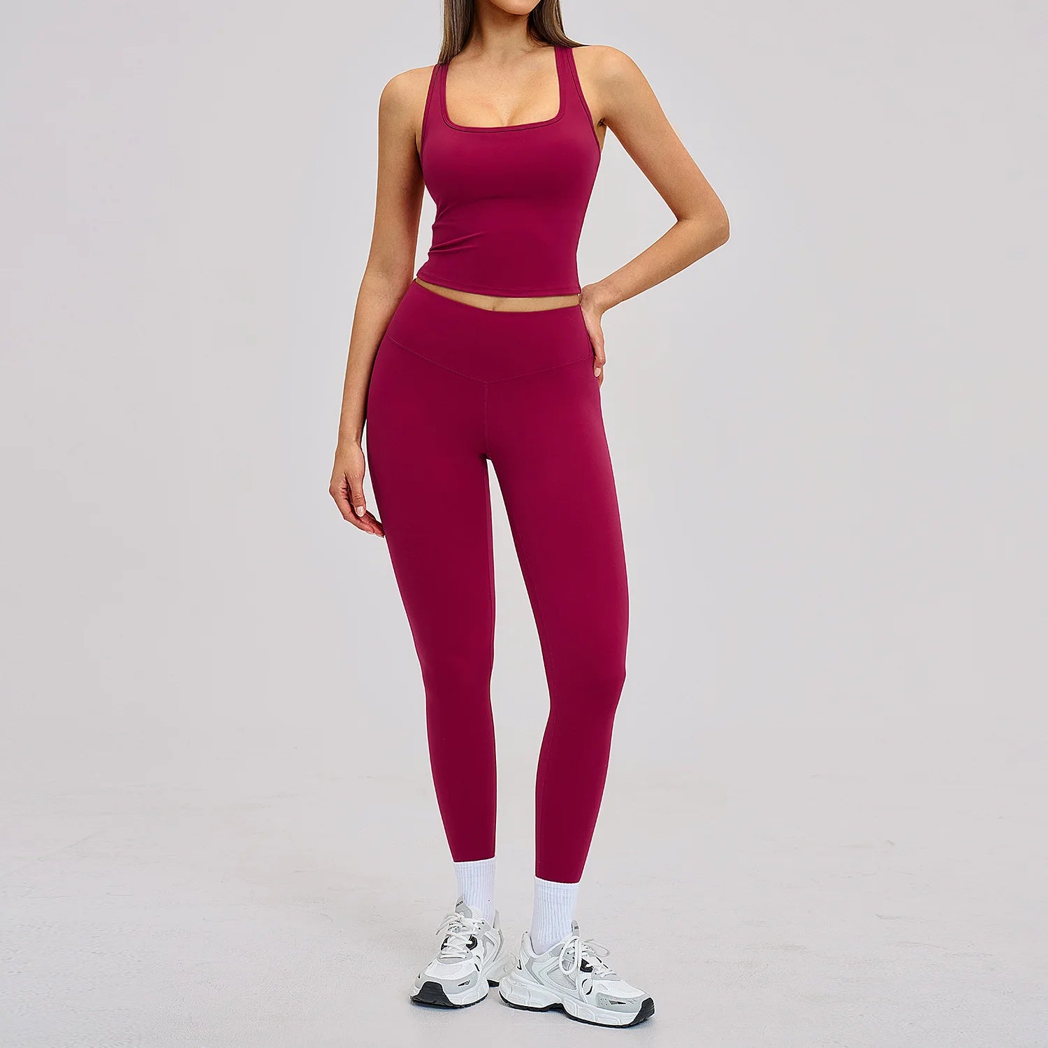 Athletic Wear 2Pcs Yoga Clothes Women Tracksuit Pilates Fitness Suit Gym Outfits Workout Push Up Clothes Sports Bra Leggings Set